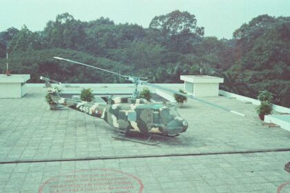 Bell UH-1 Huey on the roof of Independence Palace