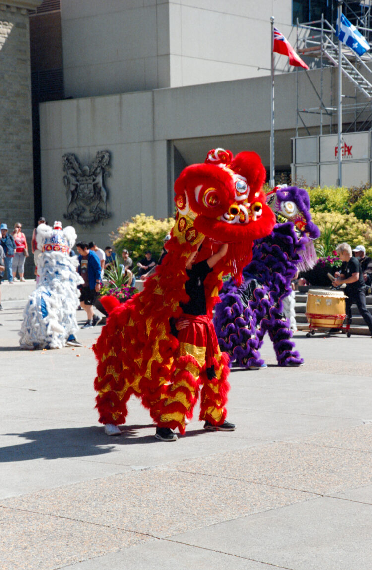 Chinese lion dance on Canada Day 2023 in Calgary