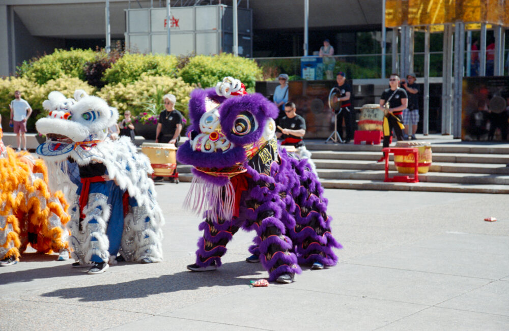 Chinese lion dance on Canada Day 2023 in Calgary